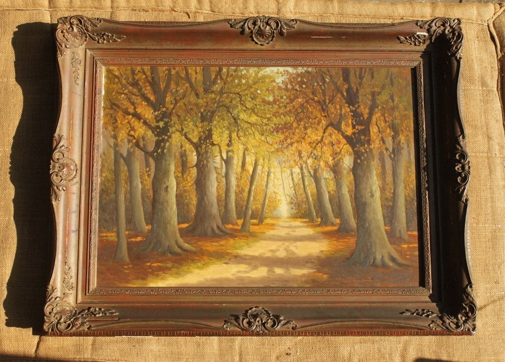 Origineel schilderij bospad door Chris de Bruijn Jr. 70x90cm, Antiek en Kunst, Ophalen, Doek, Impressionistisch, Olieverf