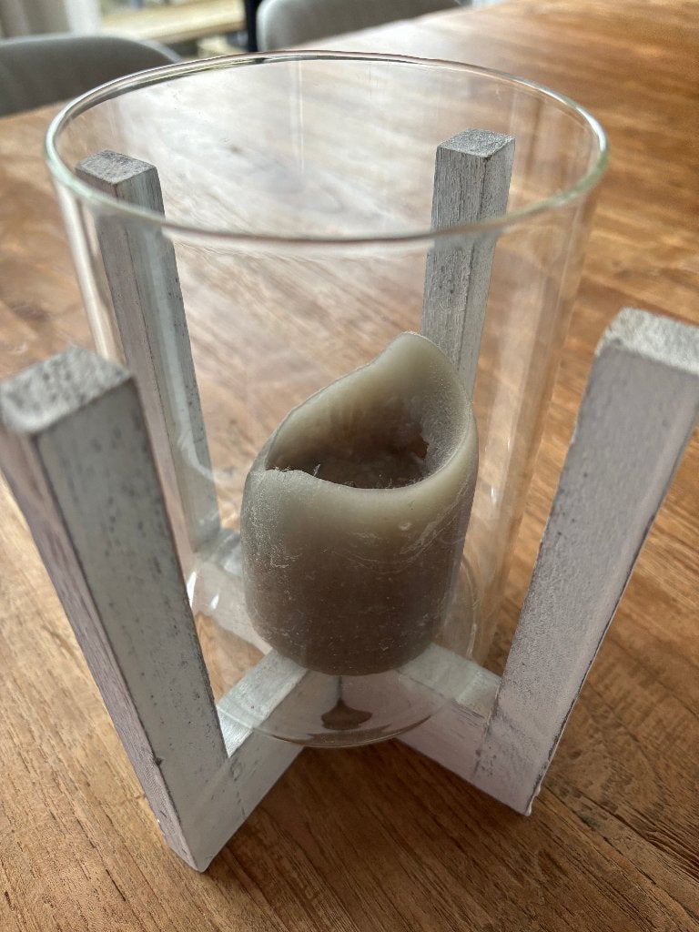Kaarsenhouder, Huis en Inrichting, Woonaccessoires | Kandelaars en Kaarsen, Wit, Ophalen of Verzenden, Kandelaar, Glas