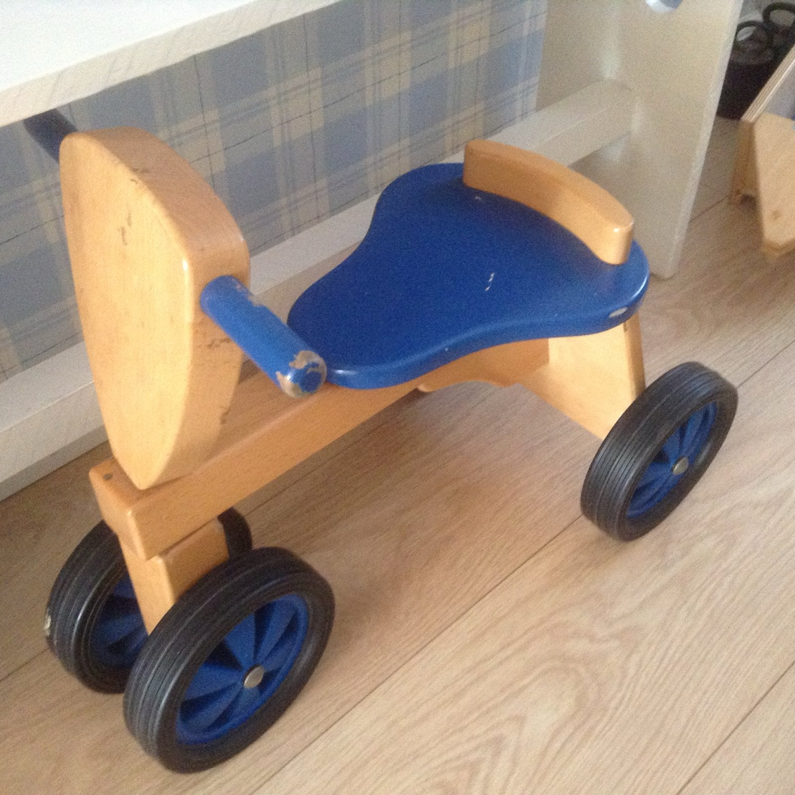 Houten loopfiets met aanhanger - Van Dijk Toys, Ophalen, Gebruikt, Loopfiets