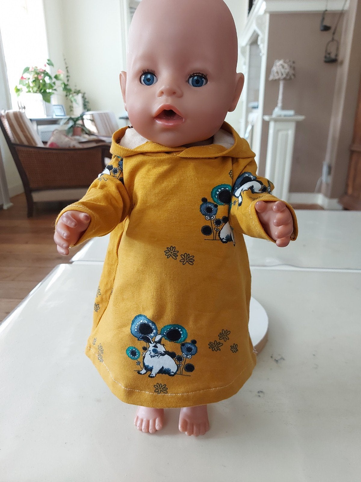 leuk konijnen hoody jurk baby born pop 43cm, Ophalen of Verzenden, Nieuw, Babypop