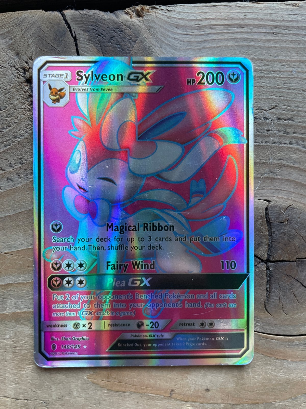 Sylveon GX Pokémon Kaart - Full Art Foil, Ophalen of Verzenden, Zo goed als nieuw, Losse kaart, Foil