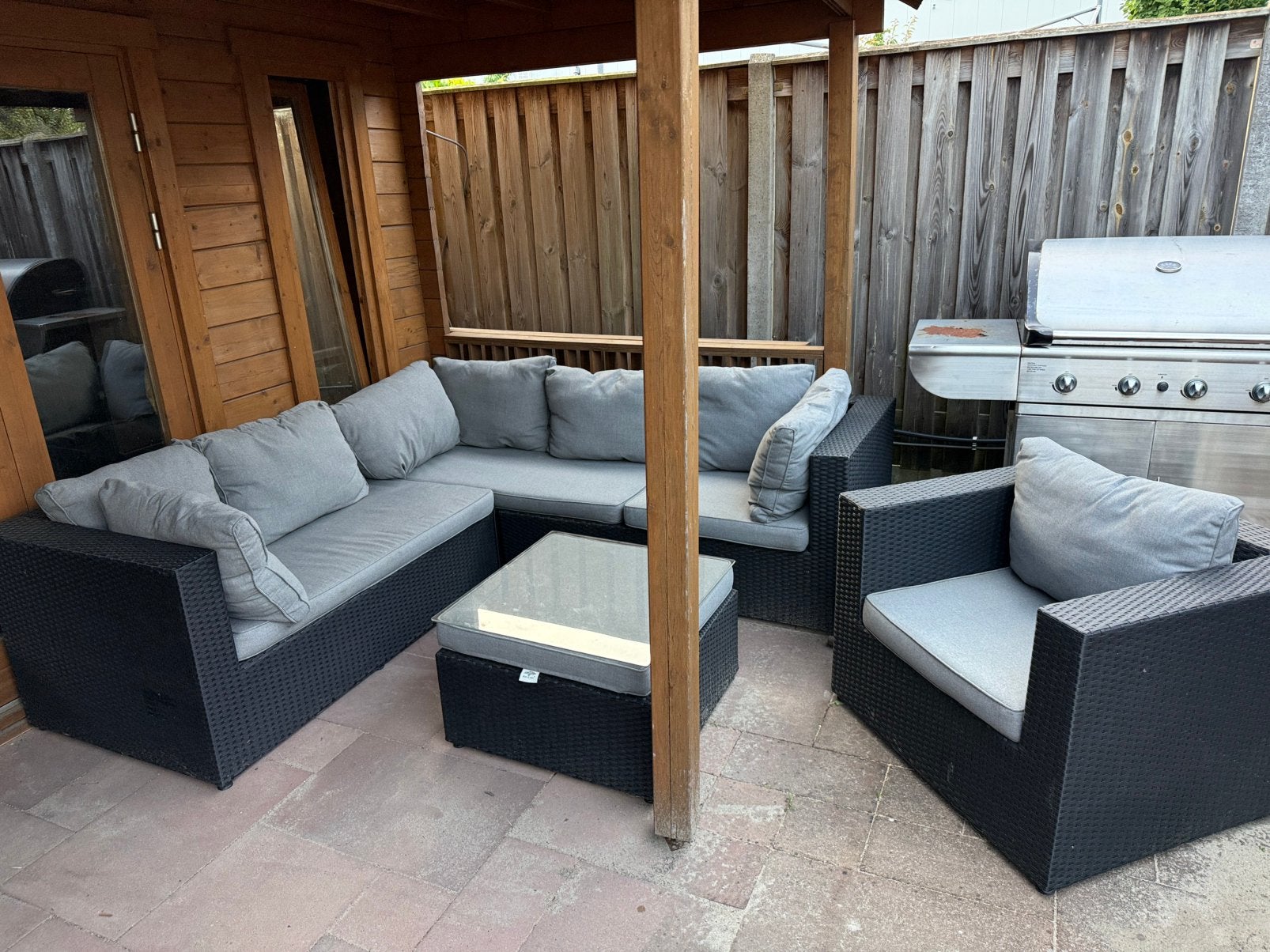 Ruime loungeset nette zithoek in zeer goede staat, Ophalen, Zo goed als nieuw, Wicker, Bank