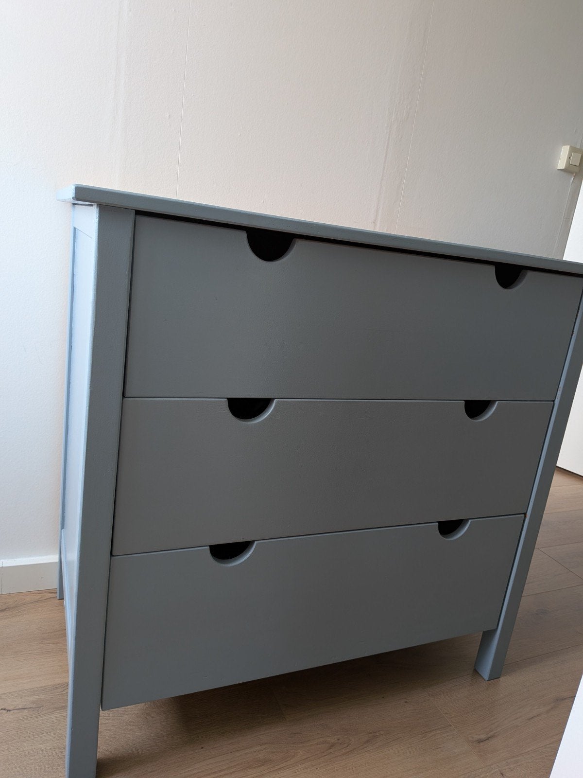 Blauw/grijze  commode/ladekast met 3 laden, Ophalen, Gebruikt, 50 tot 100 cm, 3 of 4 laden