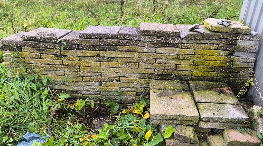 tegels, Ophalen, Gebruikt, Beton, Terrastegels