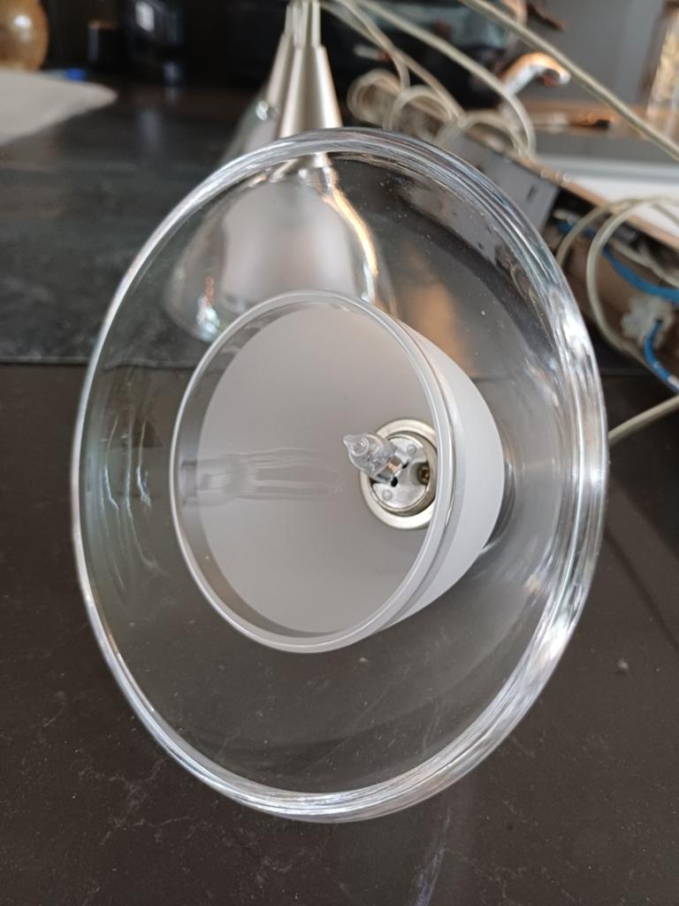 Design hanglamp glas, Huis en Inrichting, Lampen | Hanglampen, Ophalen, Strak, Gebruikt, 50 tot 75 cm