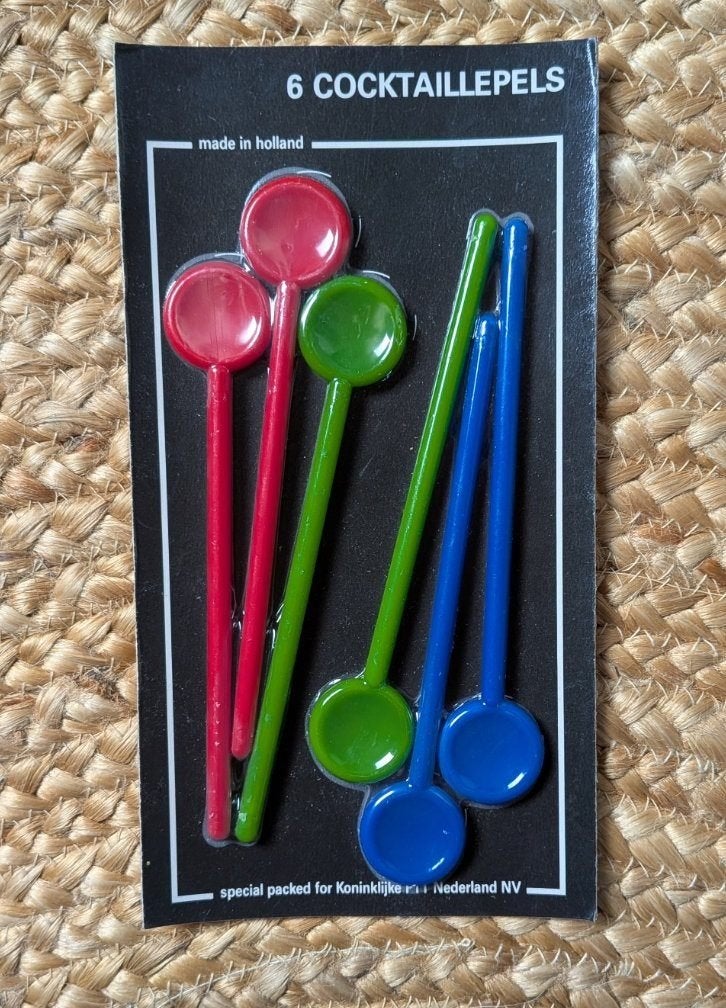 Nieuwe vintage cocktaillepels PTT, Huis en Inrichting, Keuken | Keukenbenodigdheden, Overige typen, Kunststof, Nieuw, Ophalen of Verzenden