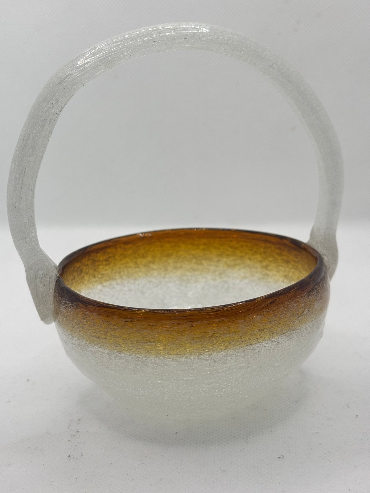 Murano mandje wit/amber bruisglas, Antiek en Kunst, Ophalen of Verzenden