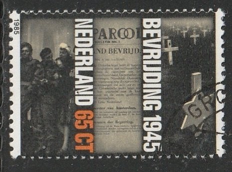 Nederland 1985 1331 Verzet&Bevrijding 65c, Gest Gron, Postzegels en Munten, Postzegels | Nederland, Ophalen of Verzenden, Na 1940