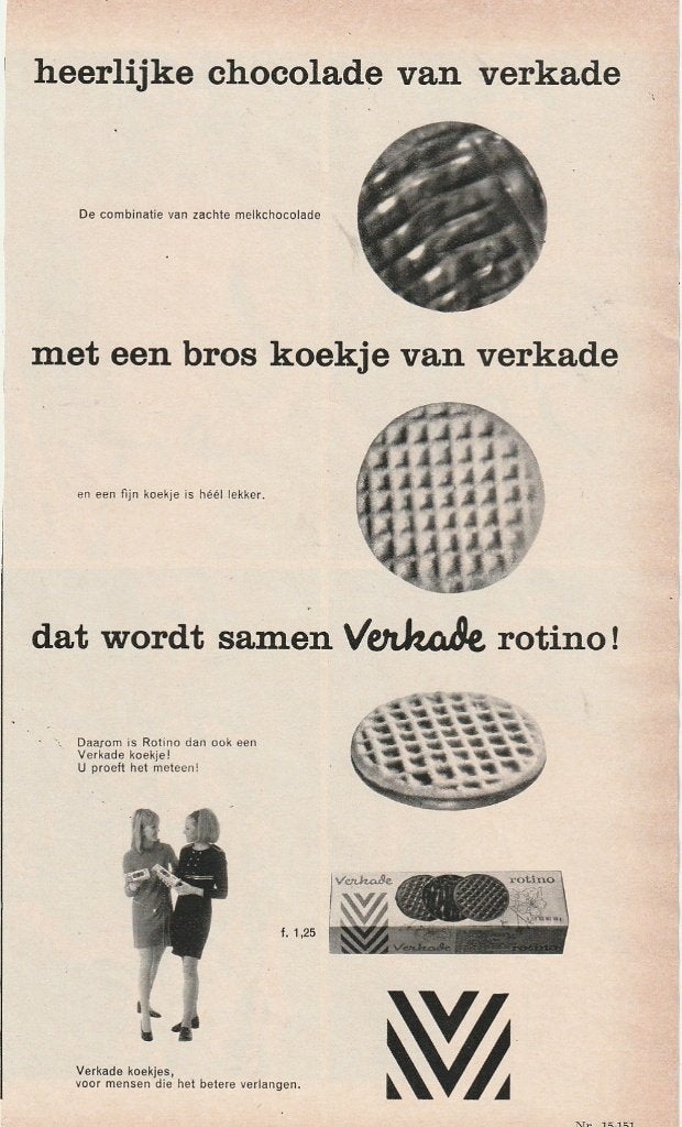 retro reclame 1968 Verkade Zaandam Rotino bros koekje, Verzenden, Overige typen