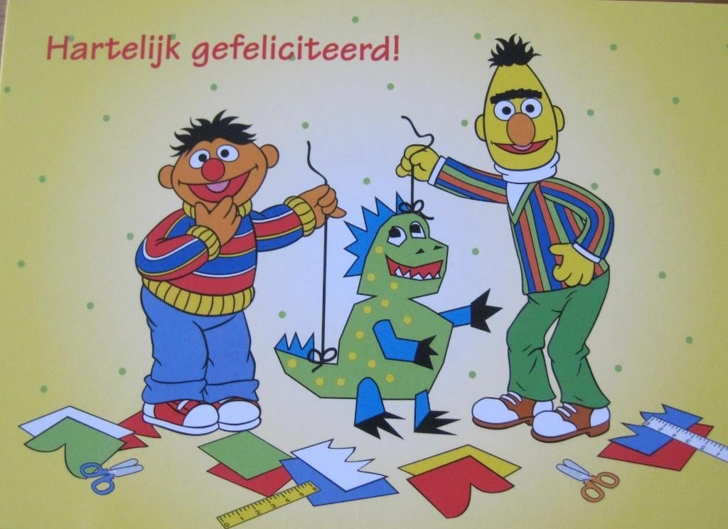 Hartelijk gefeliciteerd - Bert en Ernie - 2004 - nieuw, Verzamelen, Ansichtkaarten | Themakaarten, Verzenden, 1980 tot heden, Ongelopen