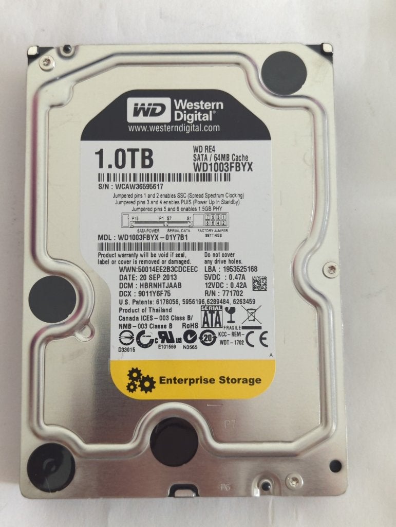 WDC WD1003FBYX WD-WCAW36595617 Western Digital RE4 1TB Hardd, Ophalen of Verzenden, Gebruikt, Desktop