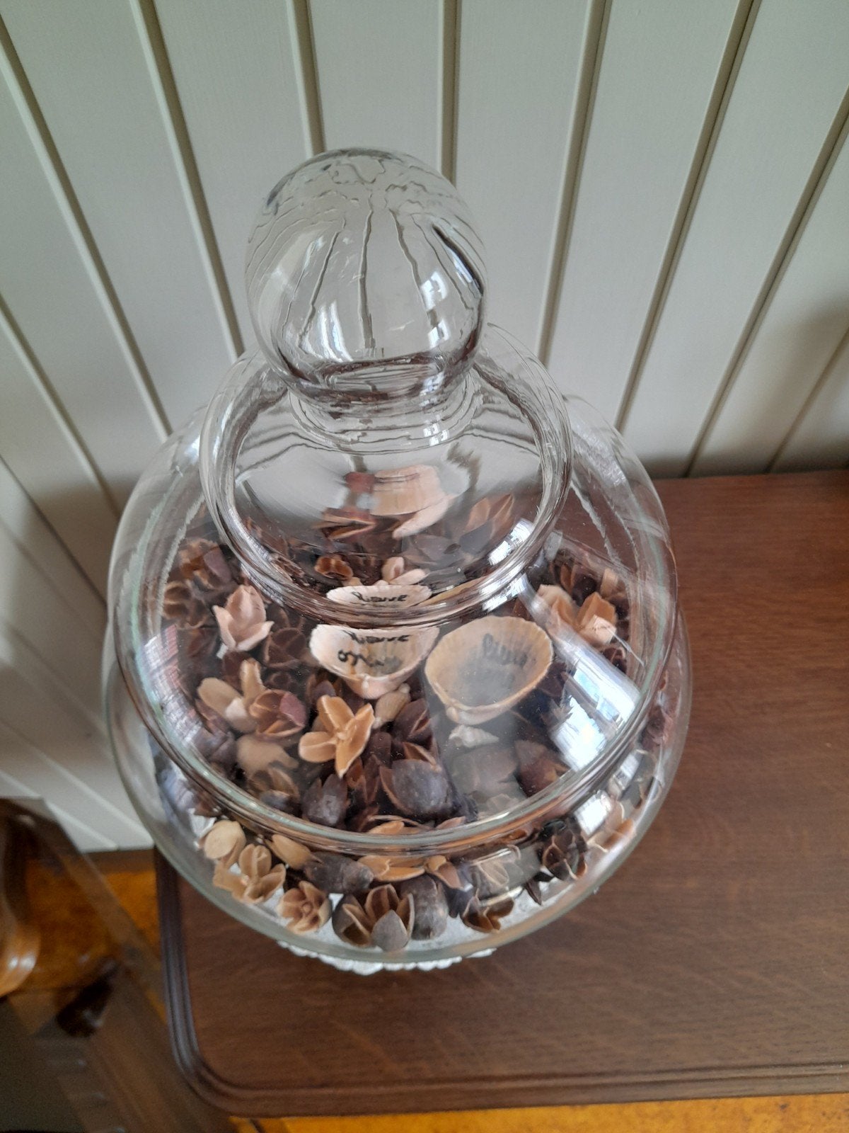Decoratieve glazen pot met deksel, Ophalen, Zo goed als nieuw, Glas, Klassiek