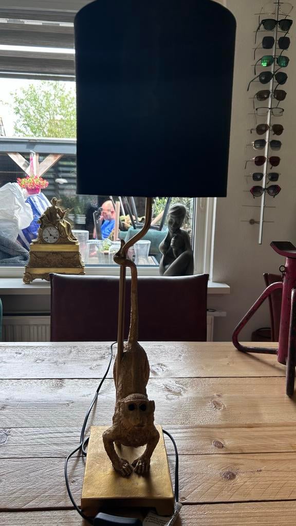 Unieke Apenlamp met Zwarte Kap - Goudkleurig, Ophalen, Gebruikt, Kunststof, 50 tot 75 cm