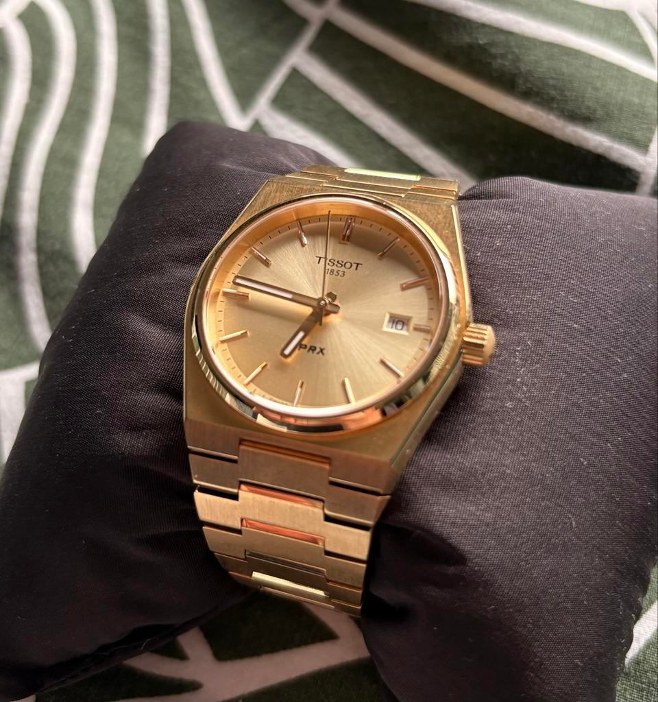 Tissot PRX 35mm Goudkleurig Polshorloge, Sieraden, Tassen en Uiterlijk, Overige merken, Staal, Polshorloge, Ophalen of Verzenden