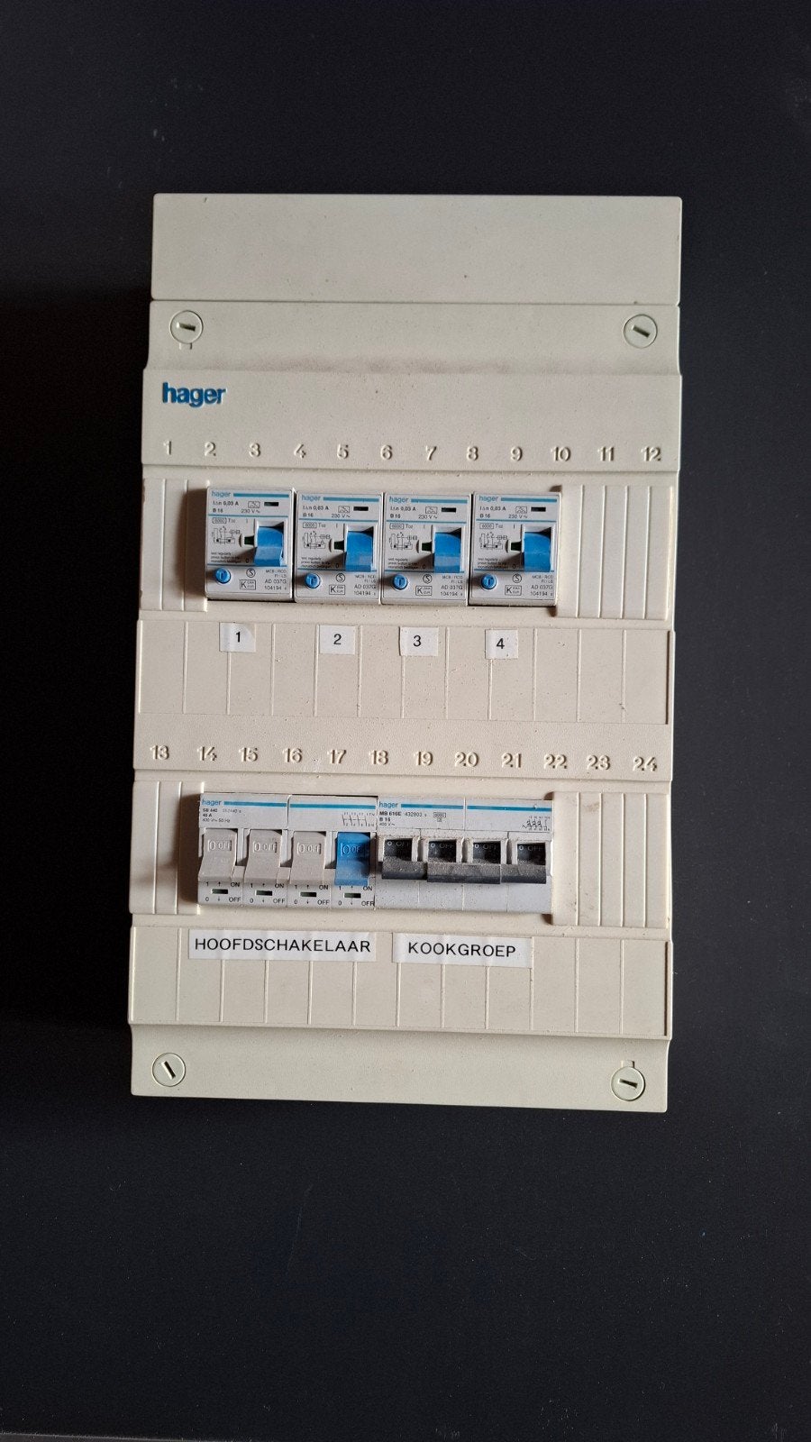 groepenkast, Ophalen, Gebruikt, Hager, Groepenkast