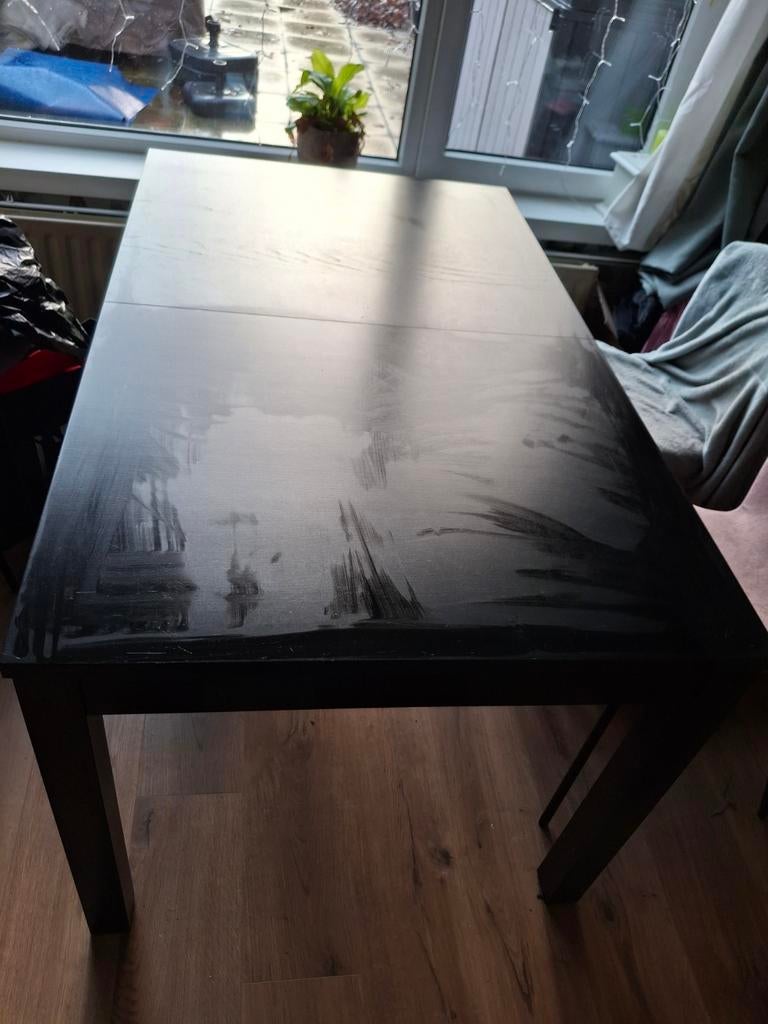IKEA Bjursta eettafel - Zwart uitschuifbaar (140-220cm), Ophalen, Gebruikt, 200 cm of meer, 50 tot 100 cm