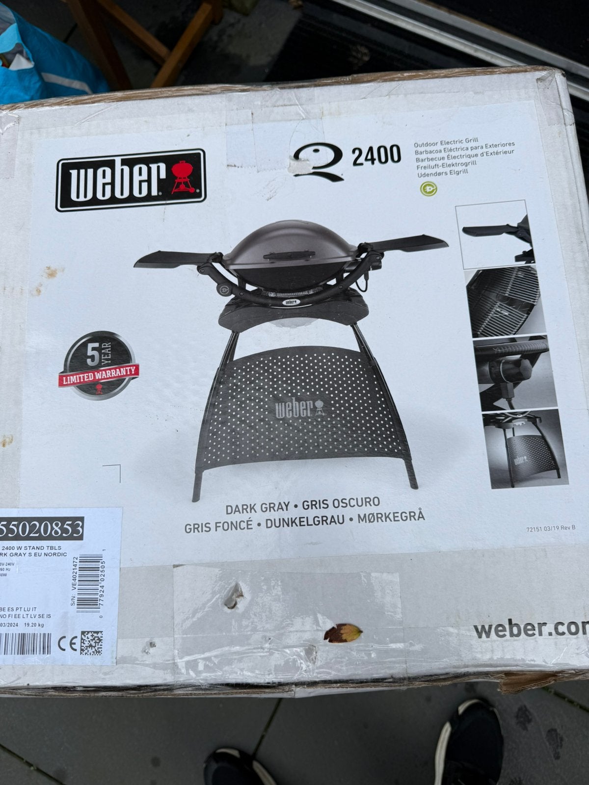 Weber Q2400 elektrische barbecue dark grey inclusief stand, Ophalen, Nieuw, Weber