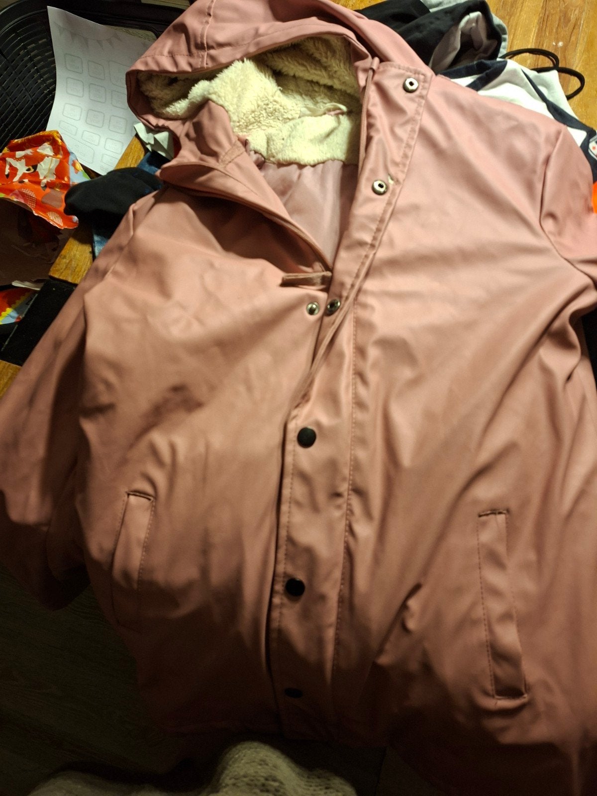 Roze regenjas met teddy voering, Maat 38/40 (M), Ophalen of Verzenden, Roze, Onbekend