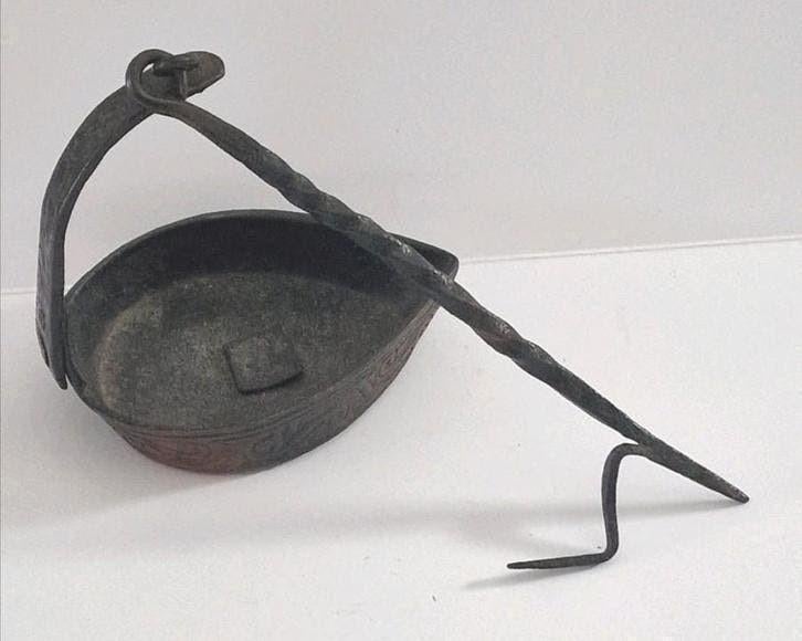 Antieke olielamp, Antiek en Kunst, Ophalen of Verzenden, Koper of Brons