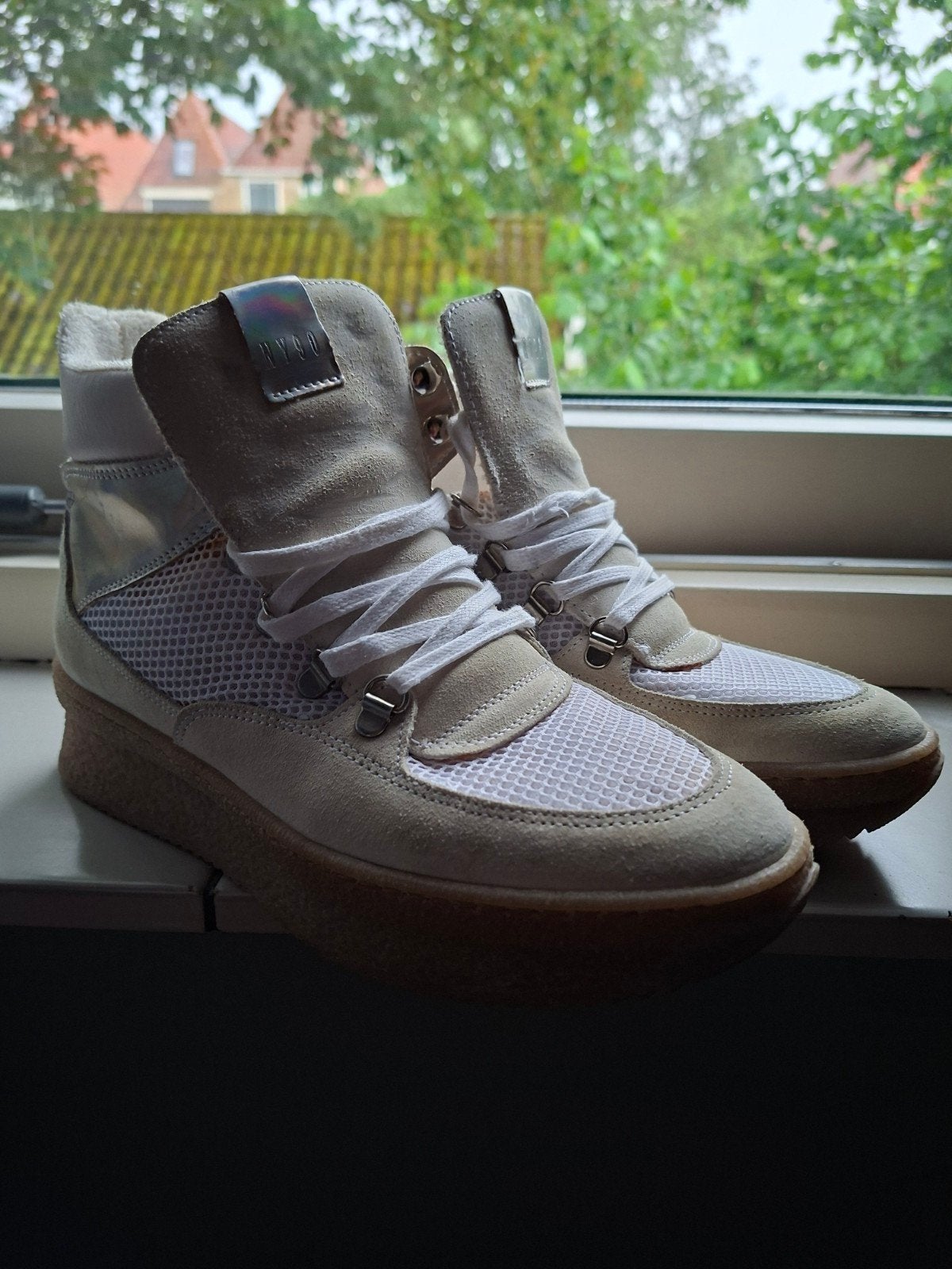 Steve Madden enkel sneaker beige/wit 39 als nieuw, Beige, Steve Madden, Ophalen of Verzenden, Sneakers of Gympen
