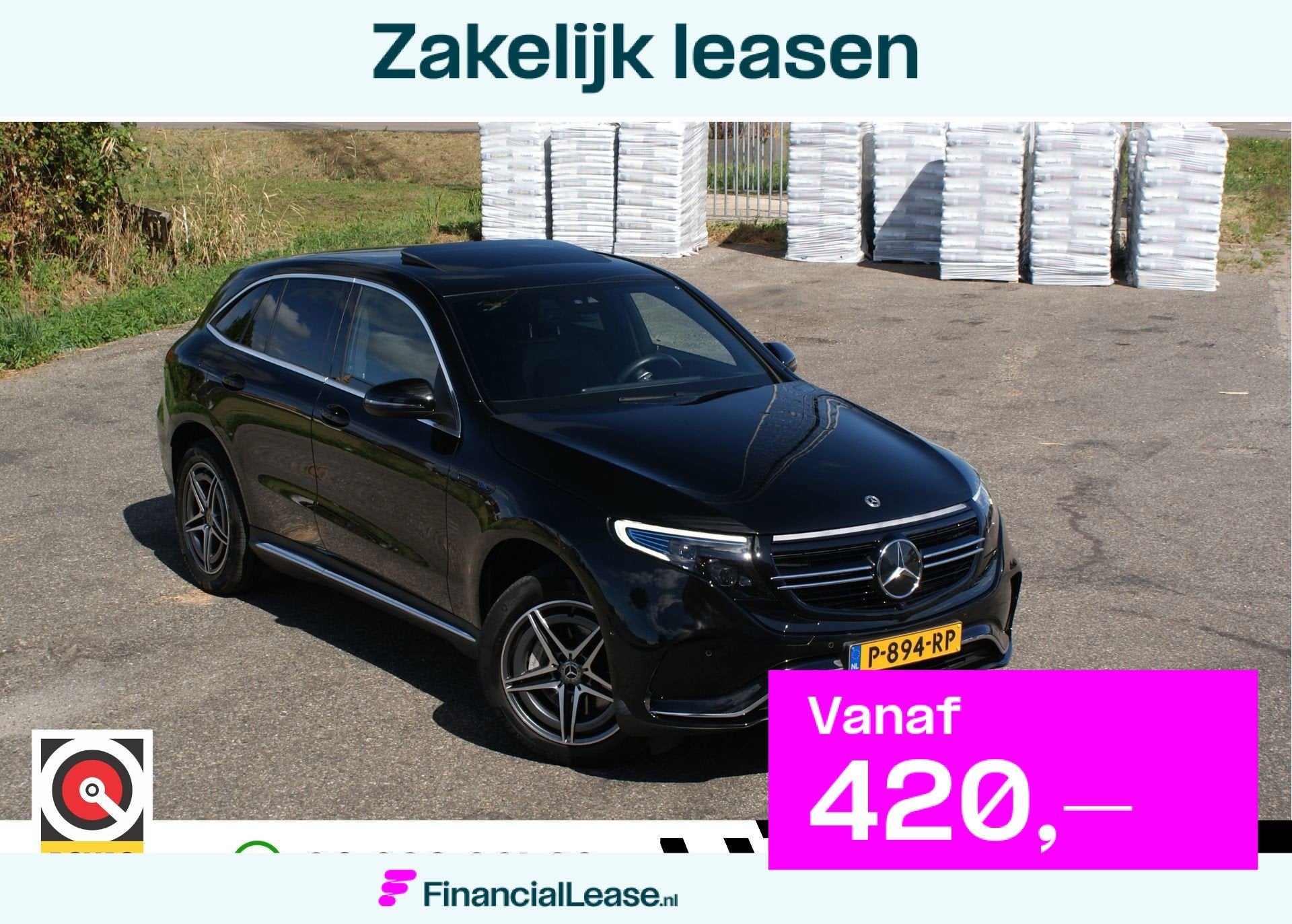 Mercedes-Benz EQC 400 4MATIC 80 kWh | Schuifdak | Burmester, Dealer onderhouden, Zwart, 80 kWh, 1333 min