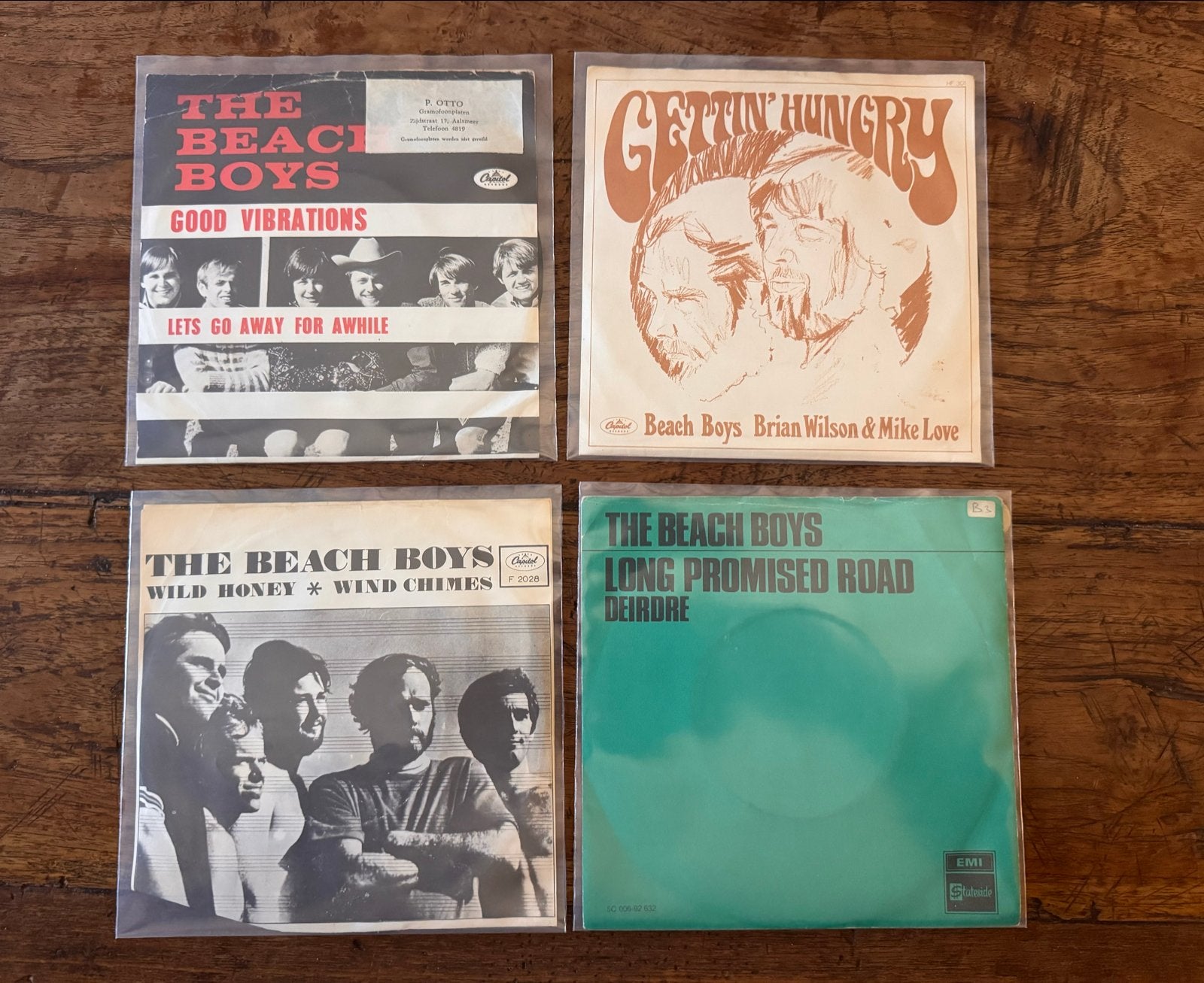 The Beach Boys - 4 singles (Good Vibrations, Wild Honey), Gebruikt, 7 inch, Ophalen of Verzenden, Pop