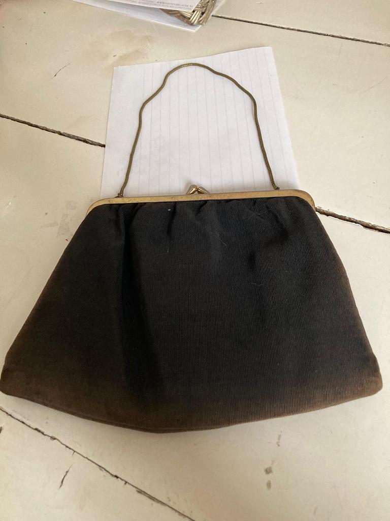 Vintage beugel handtasje jaren '50 - Zwart/Bruin, Sieraden, Tassen en Uiterlijk, Tassen | Damestassen, Ophalen of Verzenden, Gebruikt