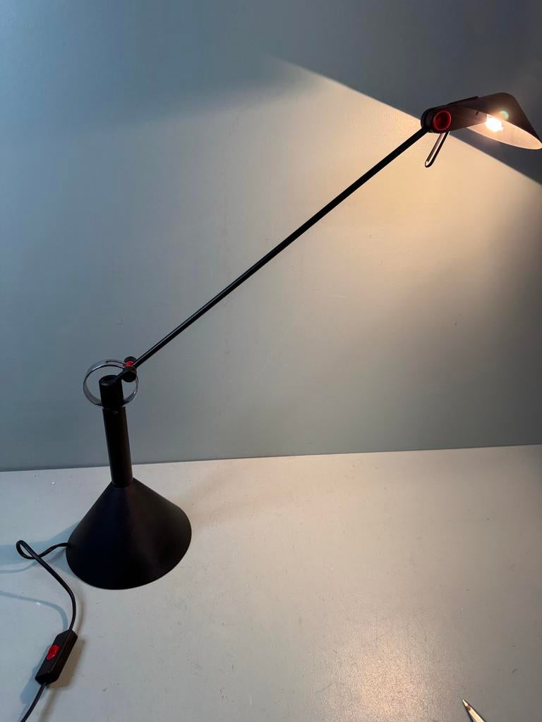 Vintage Postmoderne Tafellamp - Zwart met Rode Accenten, Ophalen