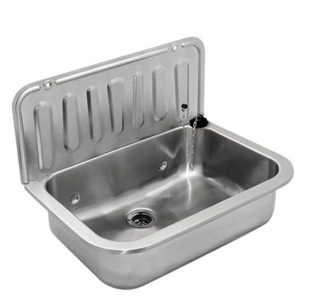 Uitstortgootsteen RVS 49,5x32,5cm incl. Stop, Ophalen, Minder dan 50 cm, Zo goed als nieuw, Minder dan 100 cm