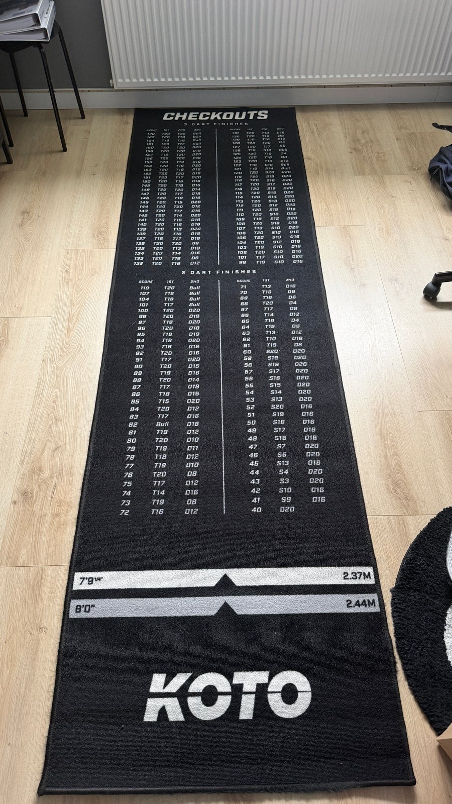 KOTO Dartmat met Checkouts en Afstandsaanduiding, Ophalen of Verzenden, Gebruikt, Overige typen