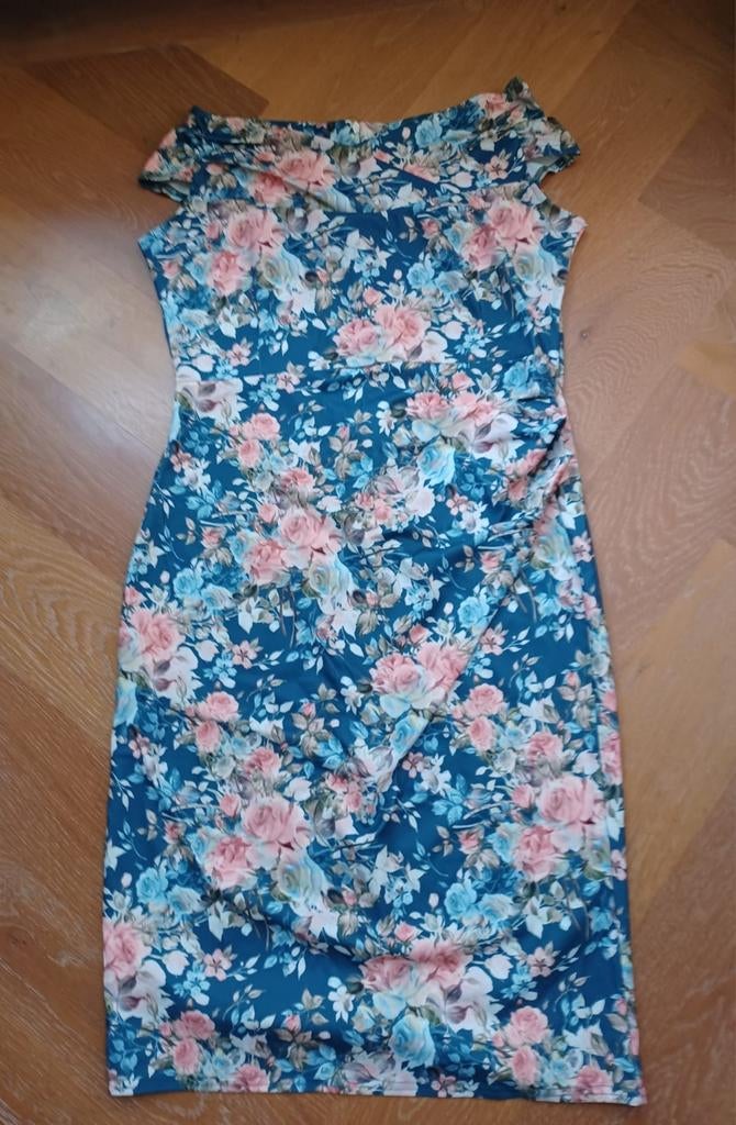 Leuke gebloemde jurk, nieuw met kaartje, maat 42/44, Blauw, Maat 42/44 (L), Nieuw, Ophalen of Verzenden
