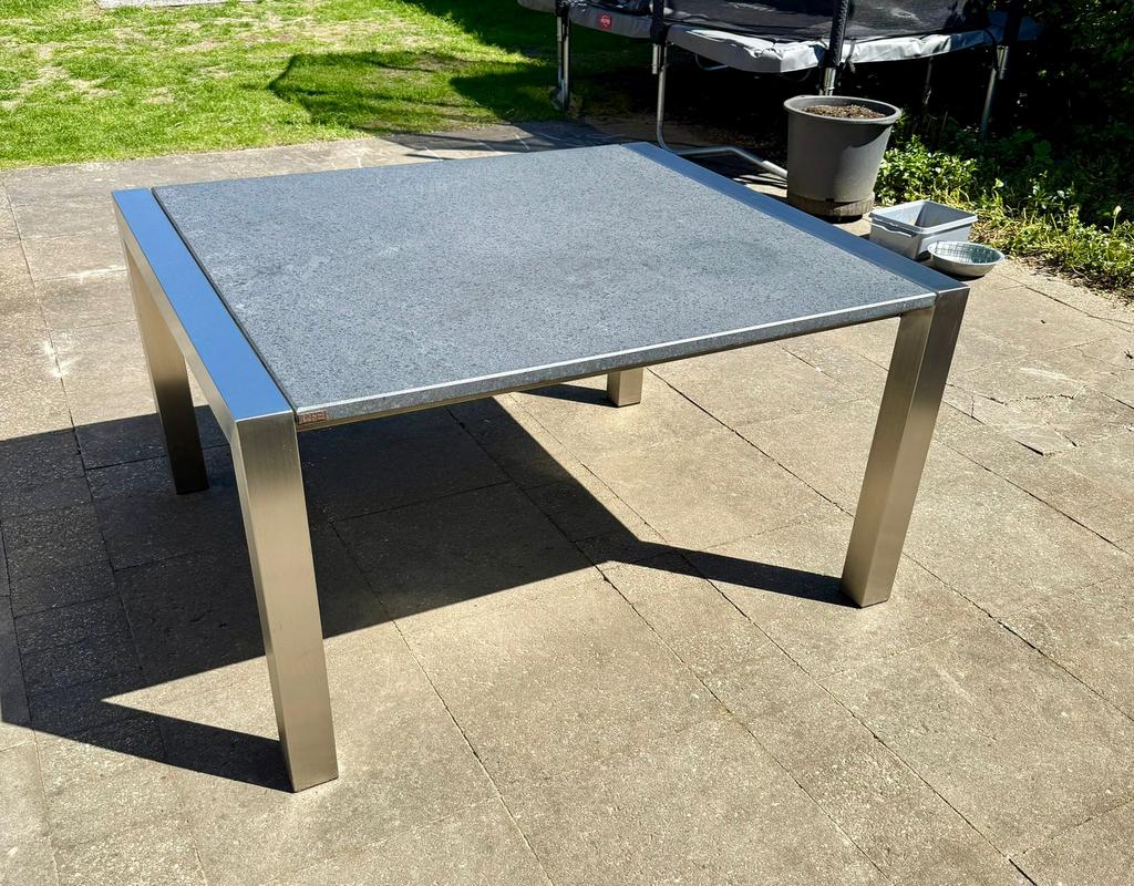 Tuintafel rvs natuursteen Life, Ophalen, Zo goed als nieuw, Rechthoekig, Rvs
