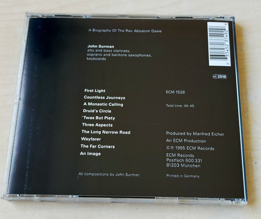 John Surman - A Biography Of The Rev. Absalom Dawe CD ECM, Ophalen of Verzenden, Zo goed als nieuw, Jazz
