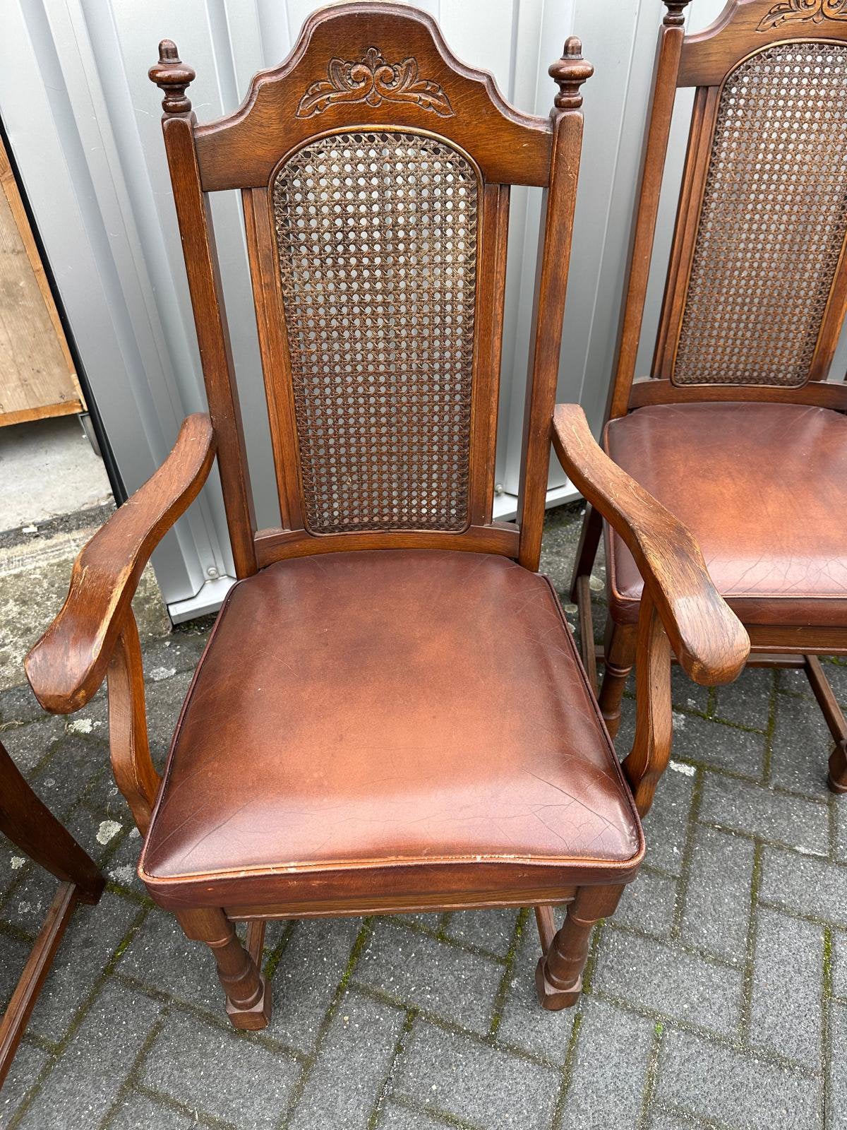 6 stoelen met leren zitting, Antiek en Kunst, Antiek | Meubels | Stoelen en Banken, Ophalen