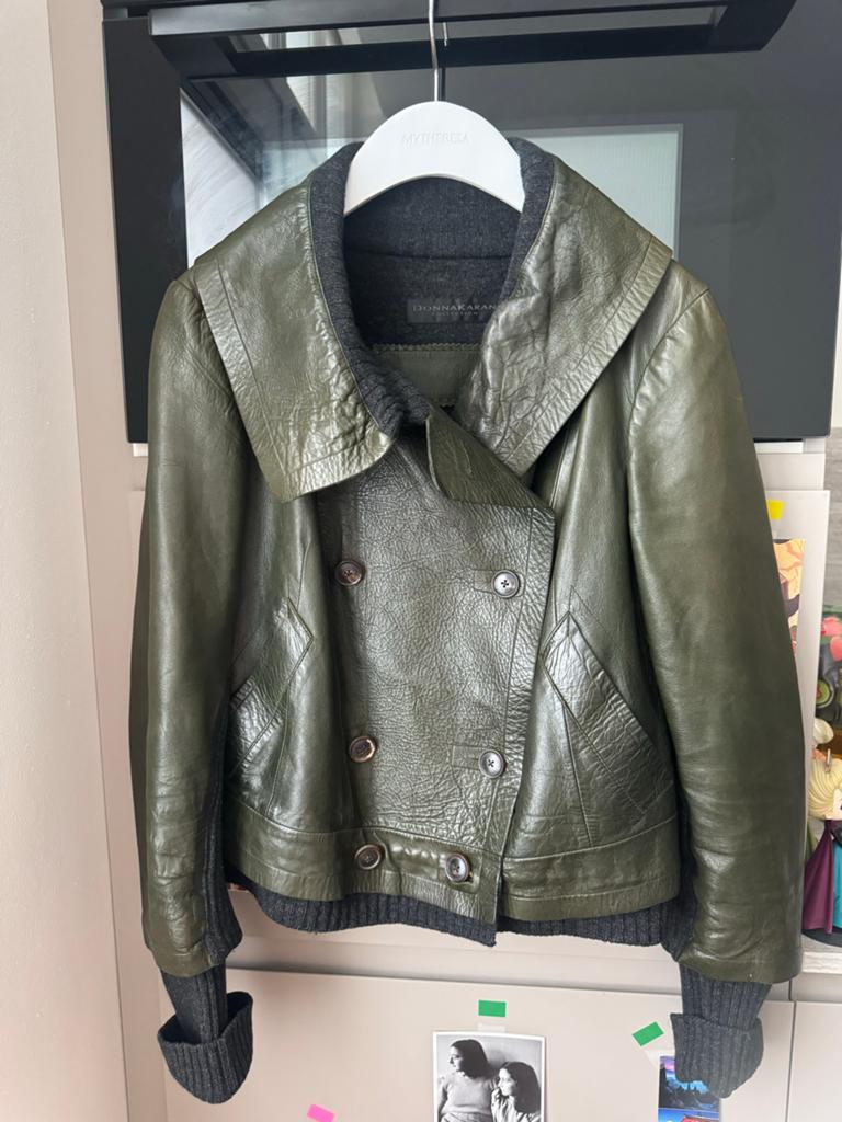 Donna Karan Leren Jas met Kasjmier en Wol, Ophalen, Zo goed als nieuw