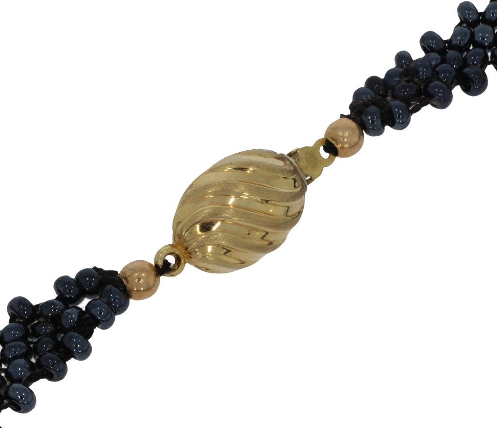 Sale Hematiet ketting fraai 14k gouden slot dames vintage, Verzenden, Goud, Ketting, Met edelsteen