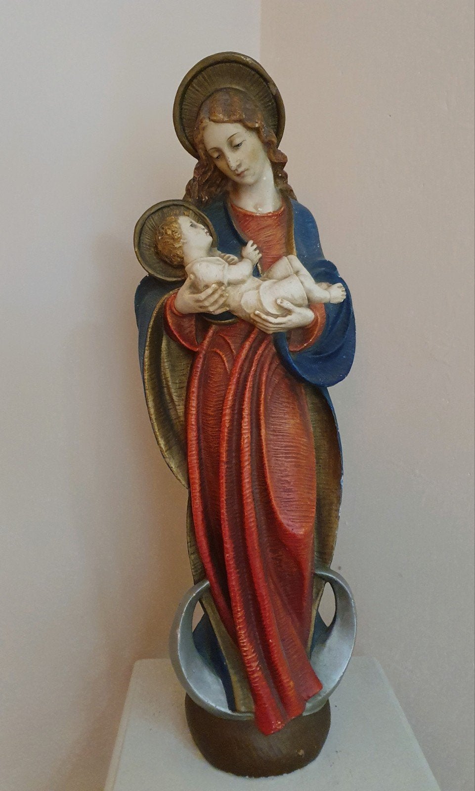 Antiek origineel groot Mariabeeld met kindje Jezus, Ophalen of Verzenden