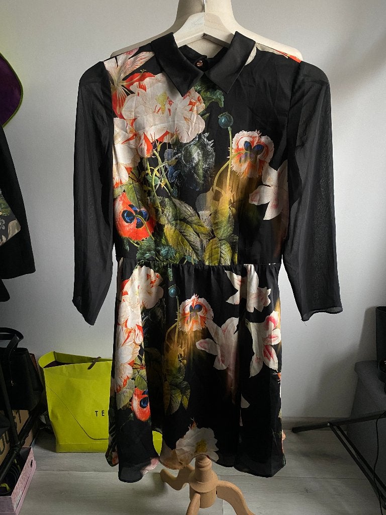 Ted Baker jurk met bloemenprint - maat 36/38, Kleding | Dames, Maat 38/40 (M), Meerkleurig, Ophalen of Verzenden, Zo goed als nieuw
