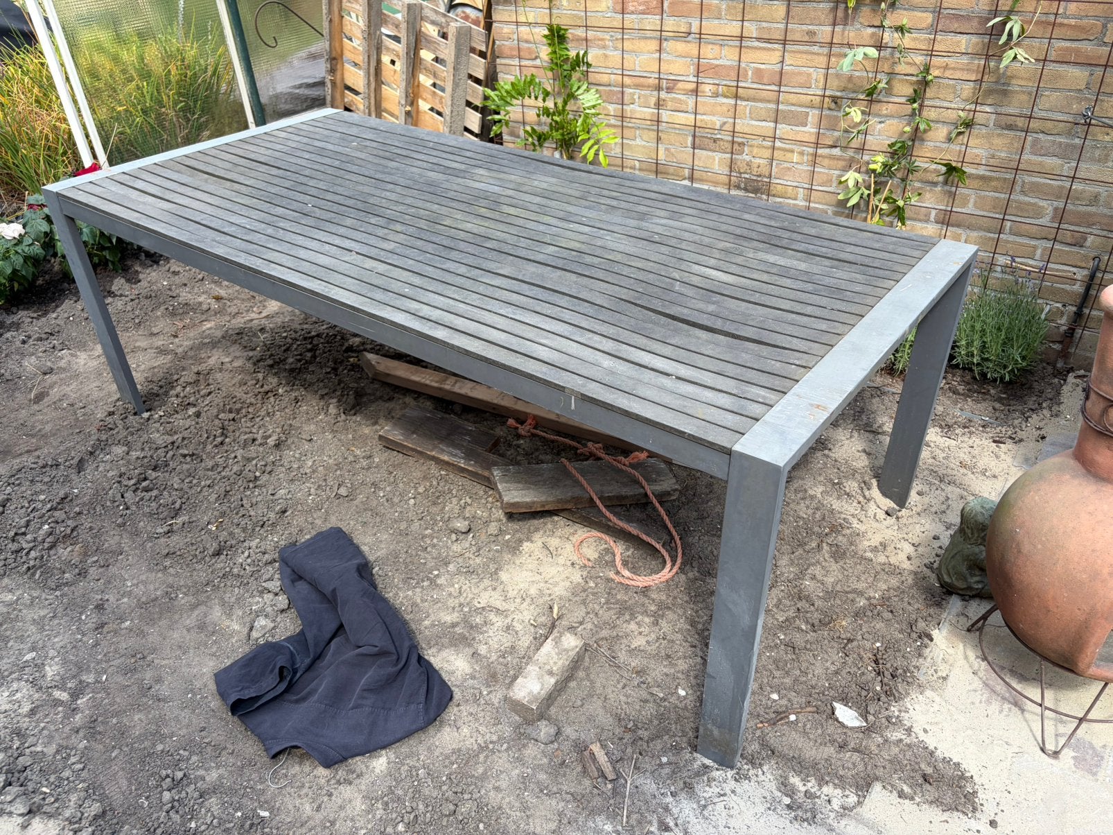 Tuintafel, Tuin en Terras, Ophalen, Gebruikt, Rechthoekig, Overige materialen