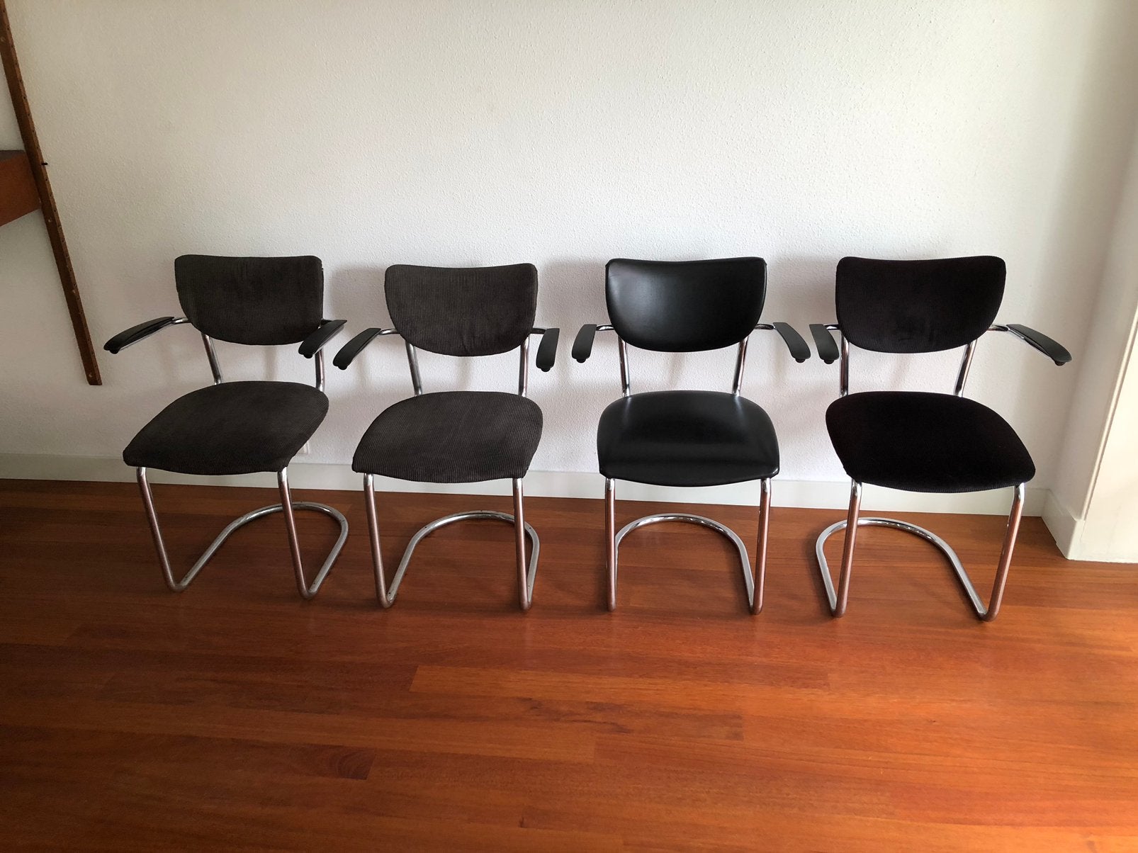 De Wit 3011 Stoelen - Set van 4 buisframe gispen, Ophalen, Gebruikt, Zwart, Retro vintage dutch design
