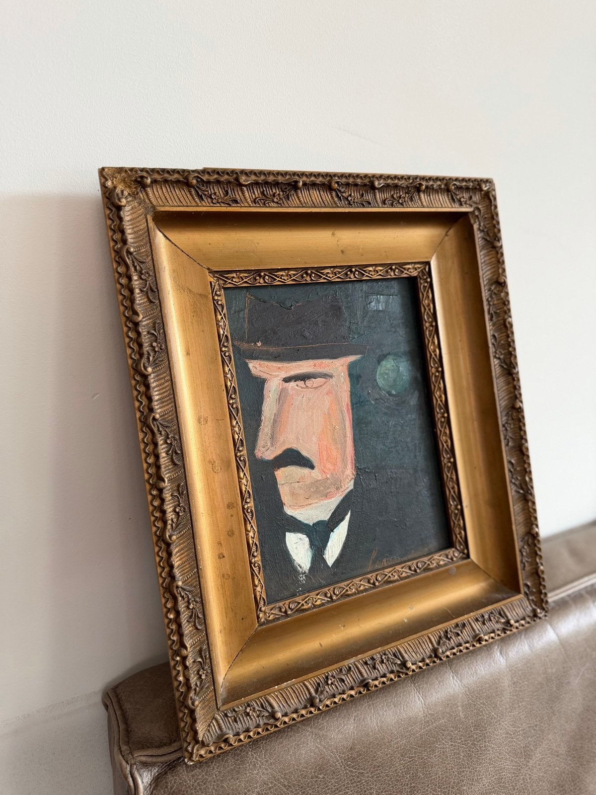 Constant Permeken - Man met Snor en Bolhoed, Antiek en Kunst, Hout, Ophalen of Verzenden, Ingelijst, Olieverf