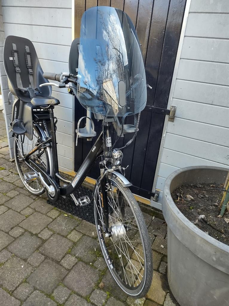 Curtis damesfiets met kinderzitje en windscherm, Fietsen en Brommers, Fietsen | Dames | Damesfietsen, Velgrem, Versnellingen, Ophalen