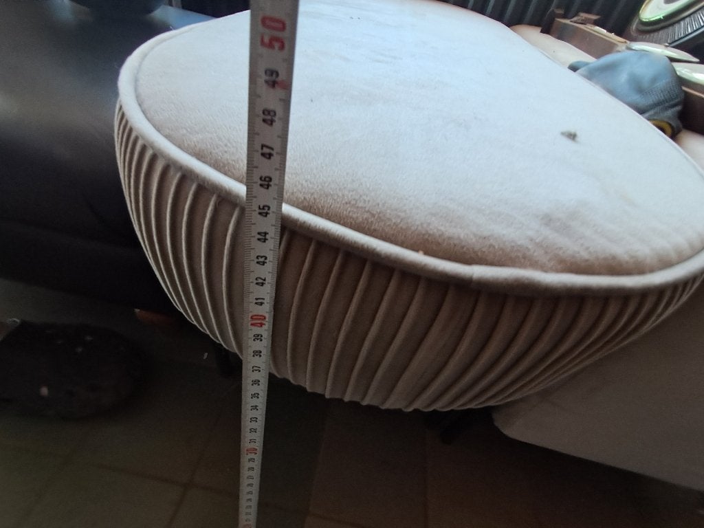 Gestoffeerd opbergbankje poef fluweel beige  CS27326, Huis en Inrichting, Ophalen, Overige materialen, Gebruikt, Minder dan 50 cm