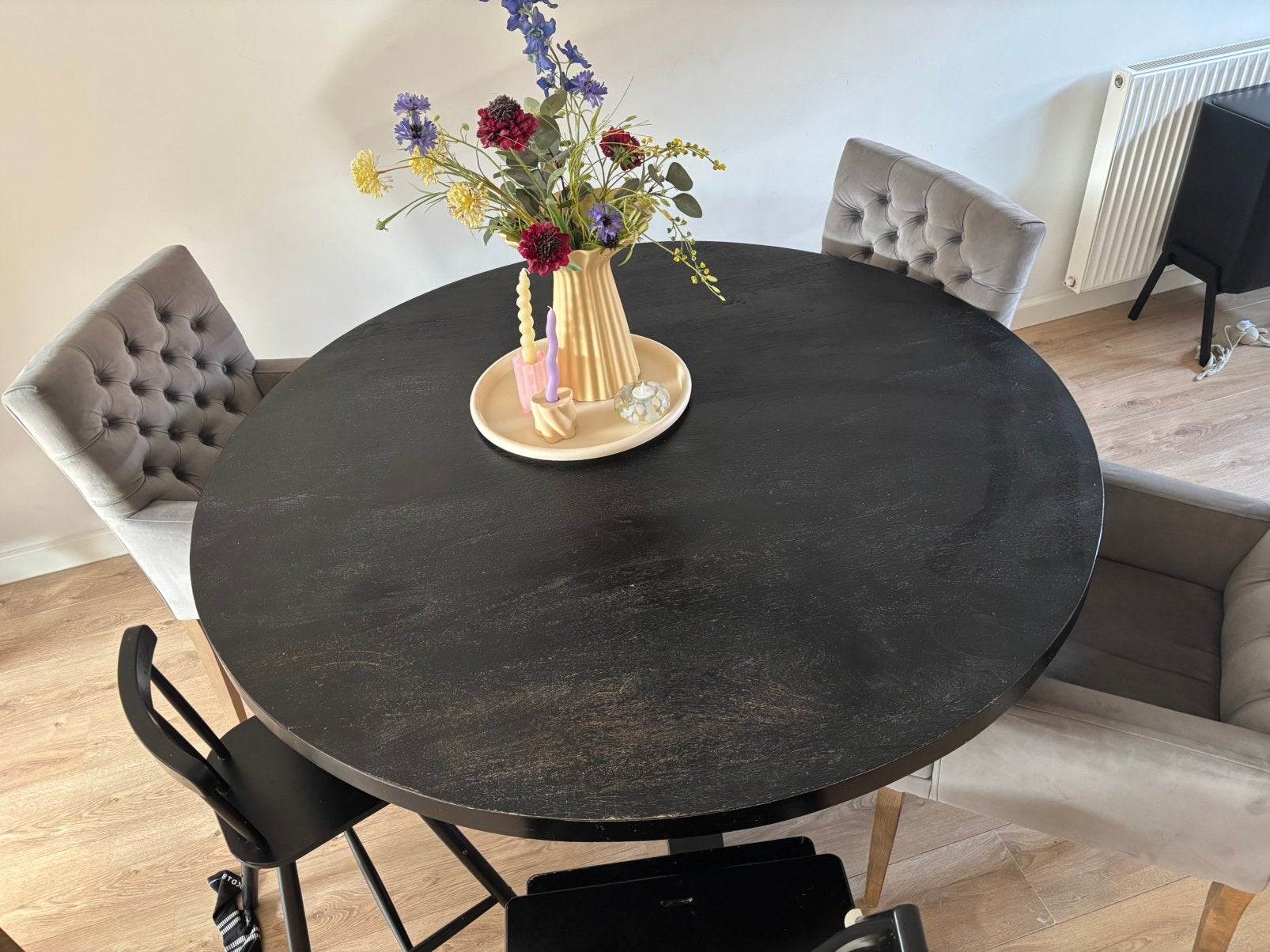 Ronde eettafel, Ophalen, Gebruikt, 100 tot 150 cm, Rond