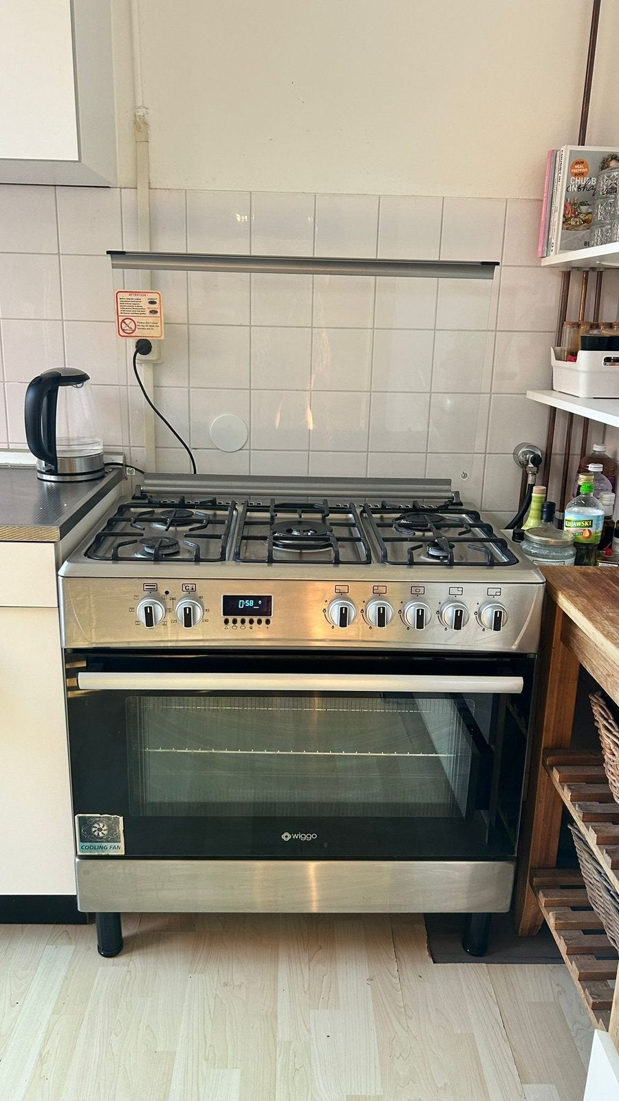 5 pits gasfornuis, 60 cm of meer, Ophalen of Verzenden, Zo goed als nieuw, Inbouw