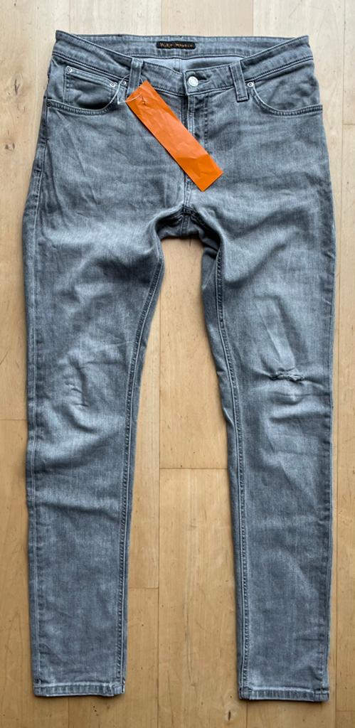 Nudie Jeans Skinny Lin Organic spijkerbroek grijs W32 L32, Ophalen of Verzenden, Gedragen, Grijs, W32 (confectie 46) of kleiner