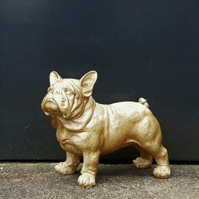 Franse bulldog goud beeld katten en poezen beelden kopen, Verzamelen, Ophalen of Verzenden, Nieuw, Hond of Kat, Beeldje of Figuurtje