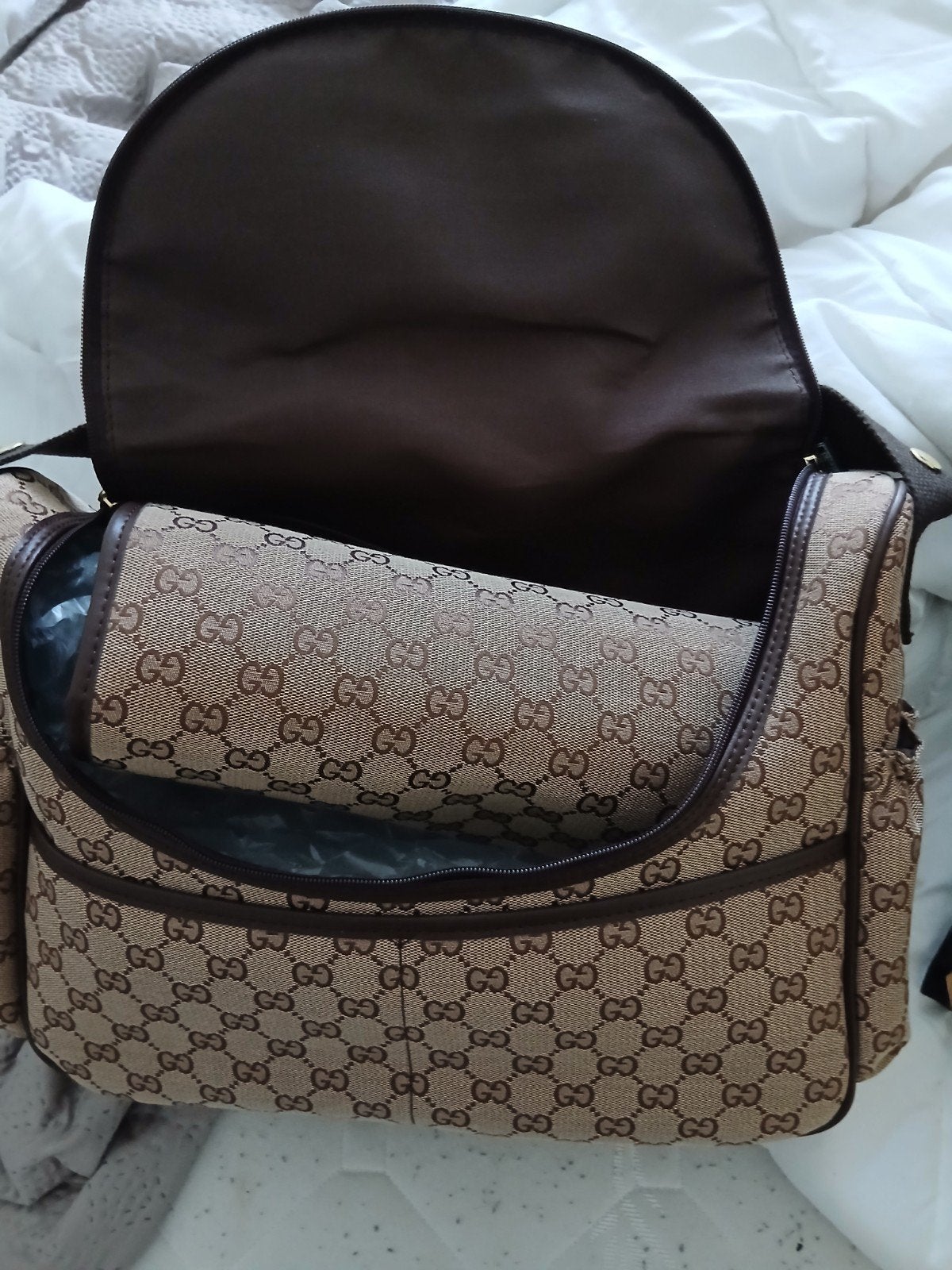 Gucci luiertas met GG-monogram en schouderband, Ophalen of Verzenden, Zo goed als nieuw, Schoudertas