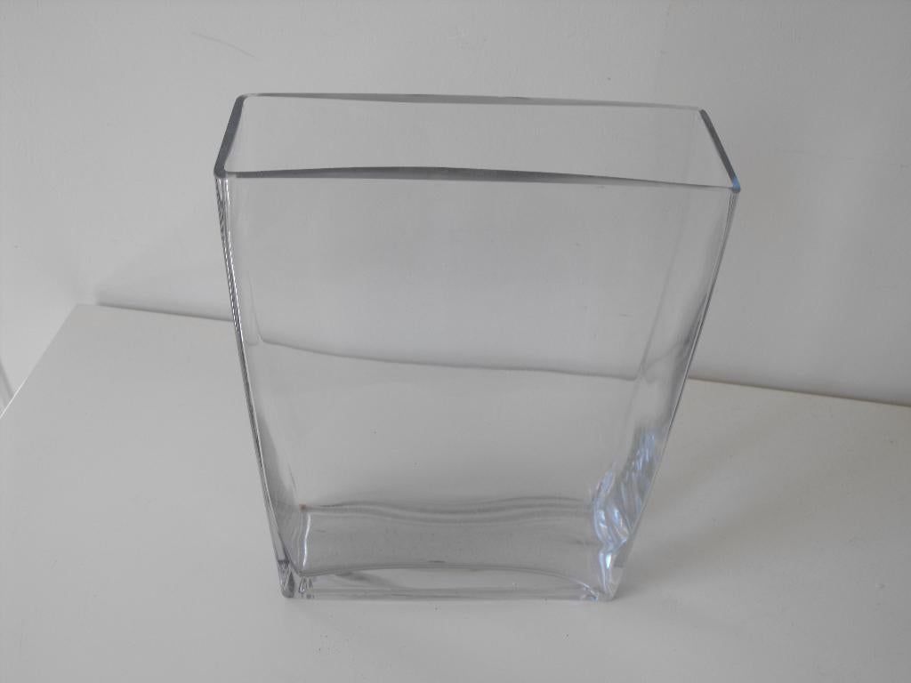 Vintage postmoderne jaren 80 accubak blokvaas, Ophalen, Overige kleuren, Minder dan 50 cm, Glas