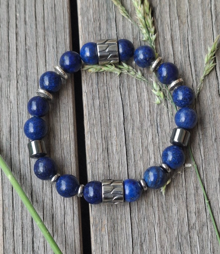 Nieuwe 10mm Herenarmband van Lapis Lazuli, Overige materialen, Met bedels of kralen, Blauw, Nieuw